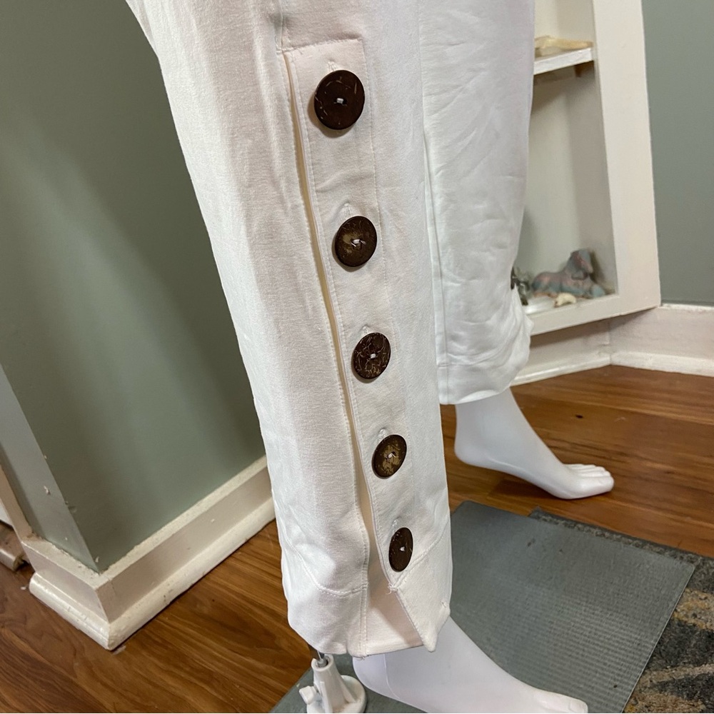 Soft Surroundings White Wide Leg Side Button Pants XSmall XS Comfy Lounge - Picture 7 of 12